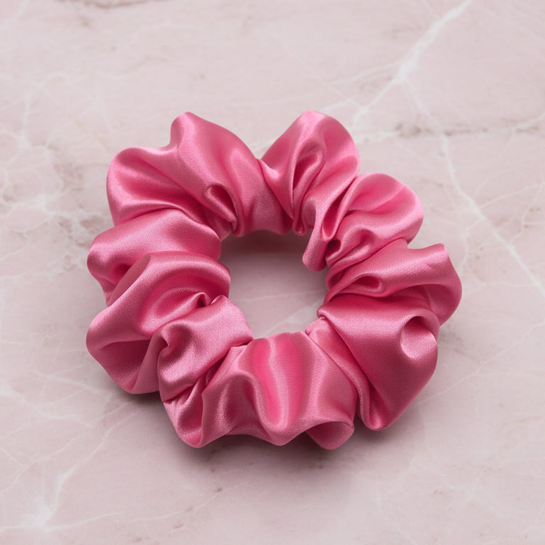 Carnation Pink Satin Hair Scrunchie