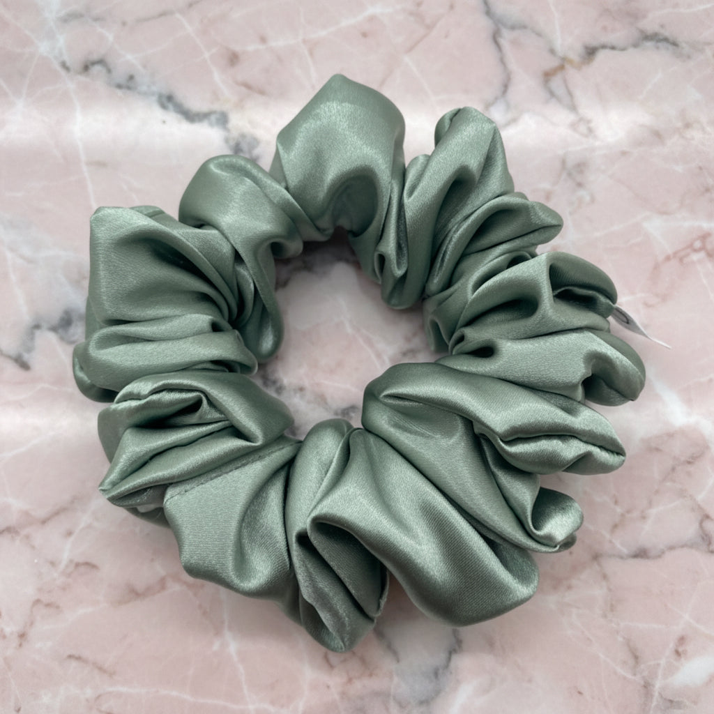Dusty Sage Green Satin Hair Scrunchie