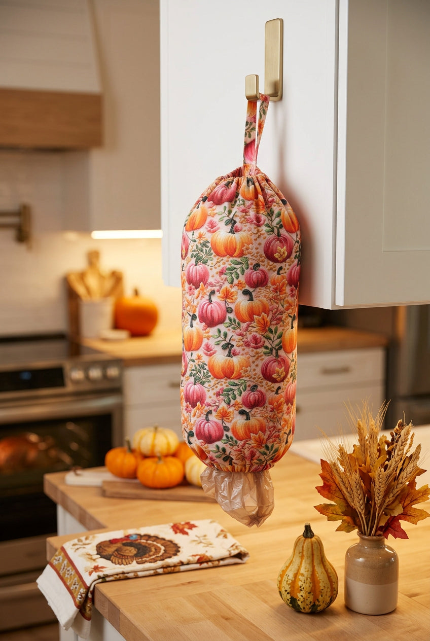 Embroidered Pumpkins Grocery Bag Holder