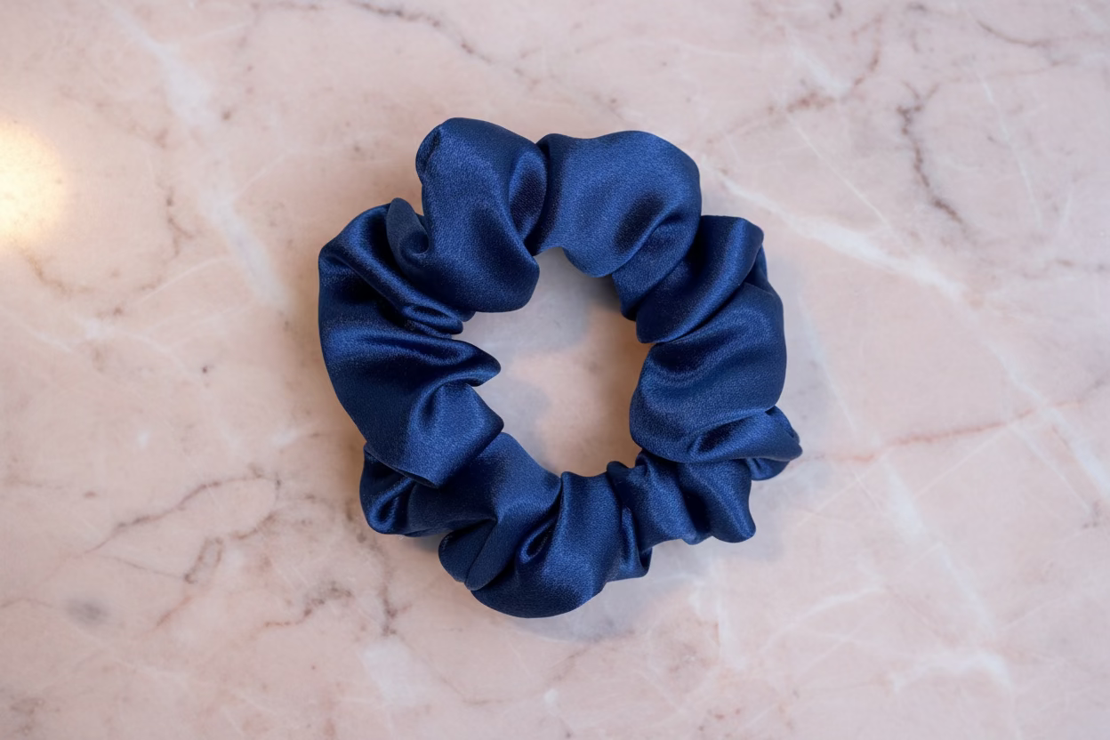 Royal Blue Satin Hair Scrunchie