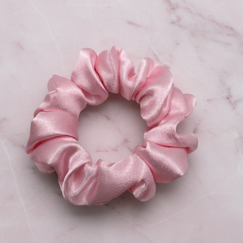 Baby Pink Satin Hair Scrunchie