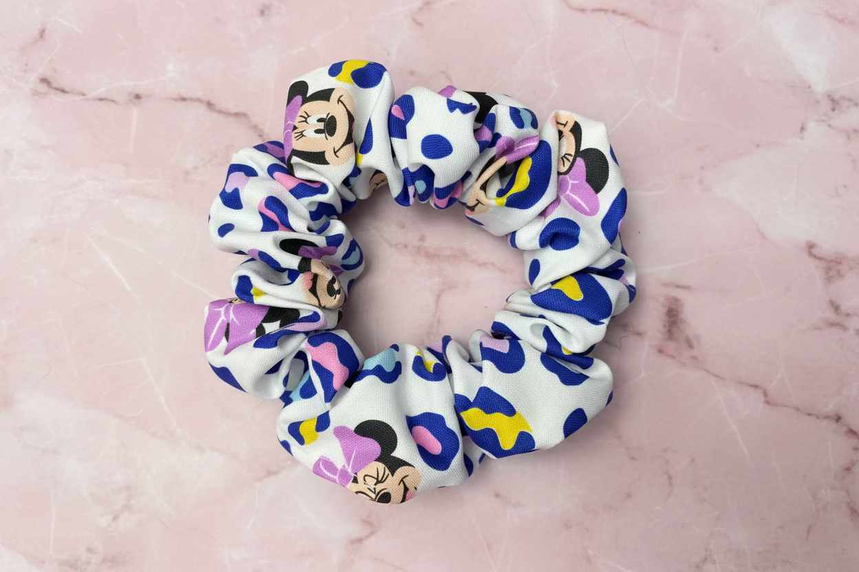 Cheetah Mouse Themed Cotton Hair Scrunchie