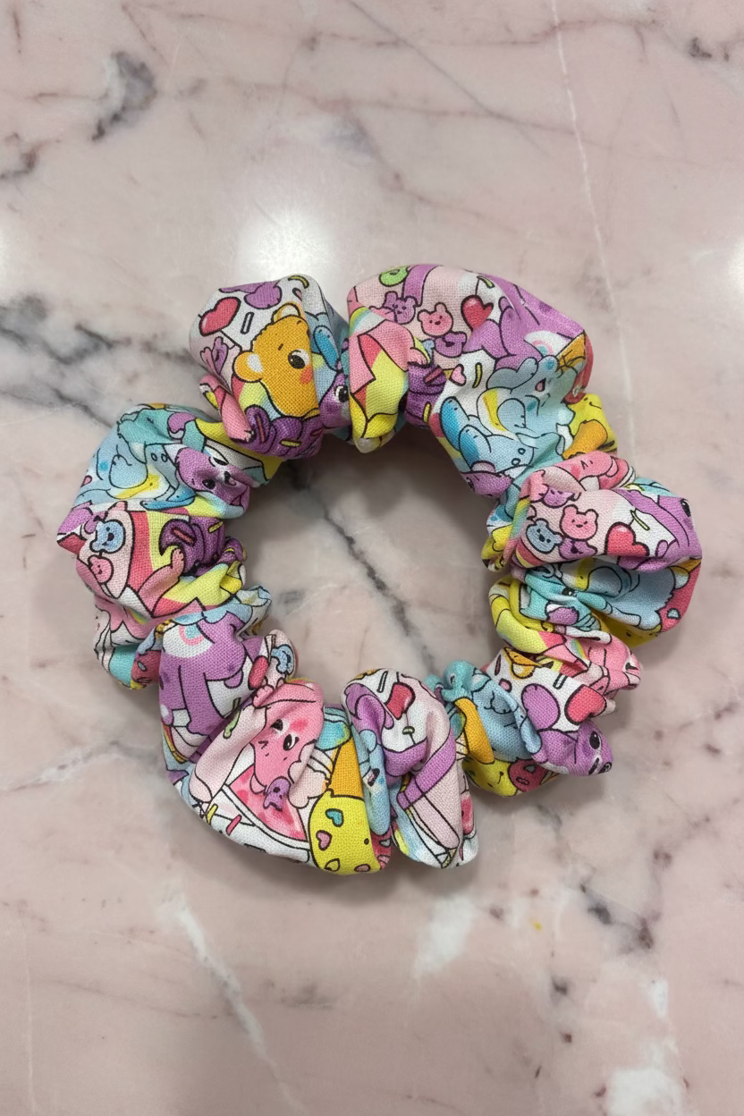 Colorful Bears Kids Cotton Hair Scrunchie