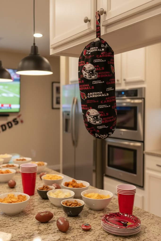 Red Sea Football Fabric Grocery Bag Holder