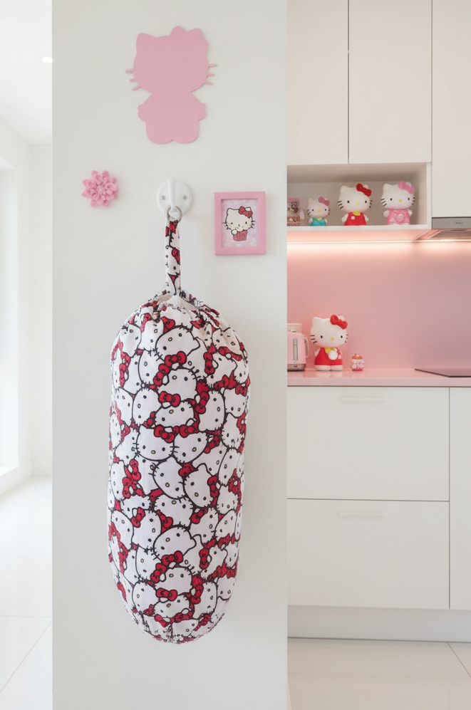 Classic Kitty Fabric Grocery Bag Holder