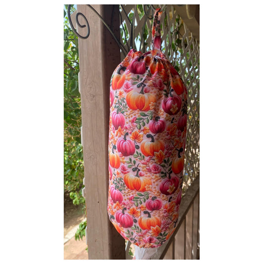 Embroidered Pumpkins Cotton Reusable Grocery Bag Holder