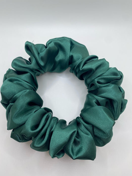 Dark Green Satin Hair Scrunchie