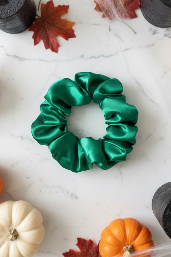 Emerald Green Satin Scrunchie