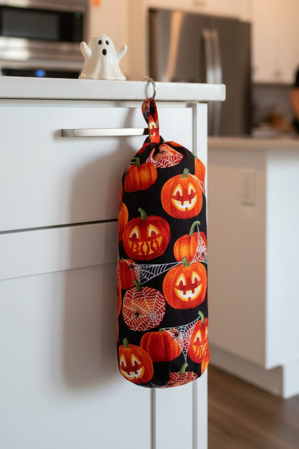 Jack-o’-lantern Cotton Grocery Bag Holder