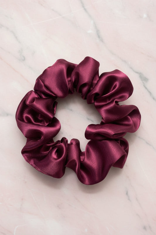 Burgundy Satin Hair Scrunchie