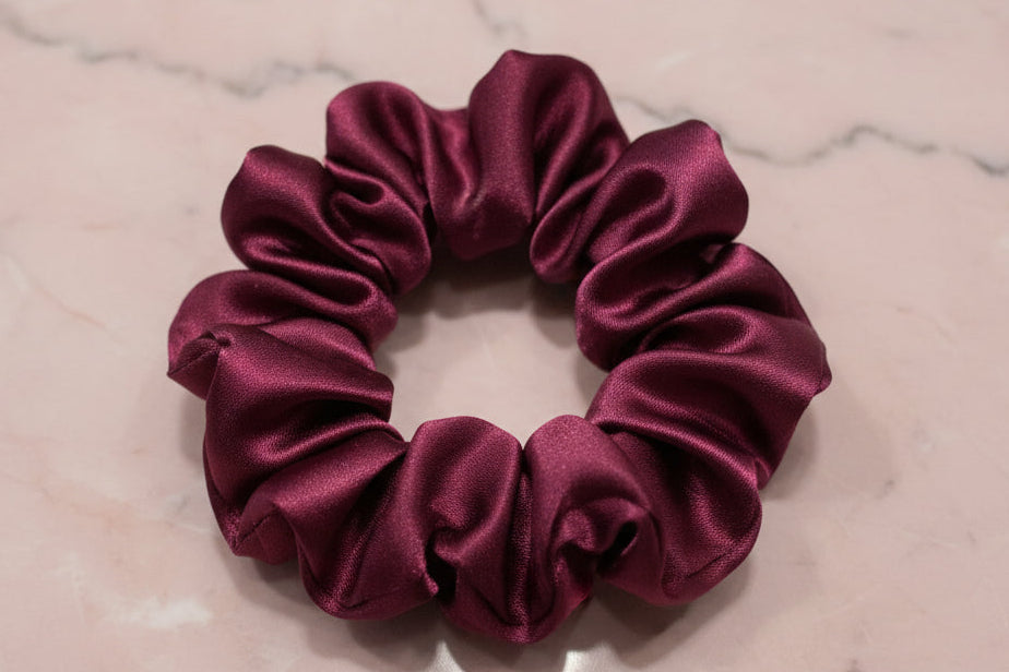 Burgundy Satin Hair Scrunchie