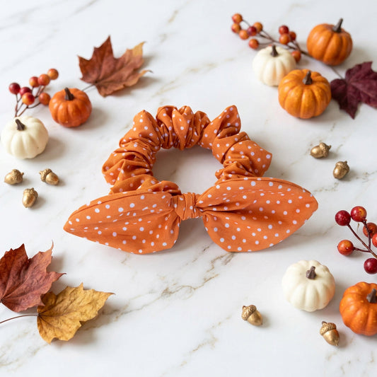Pumpkin Spice Bunny Ear Hair Scrunchie