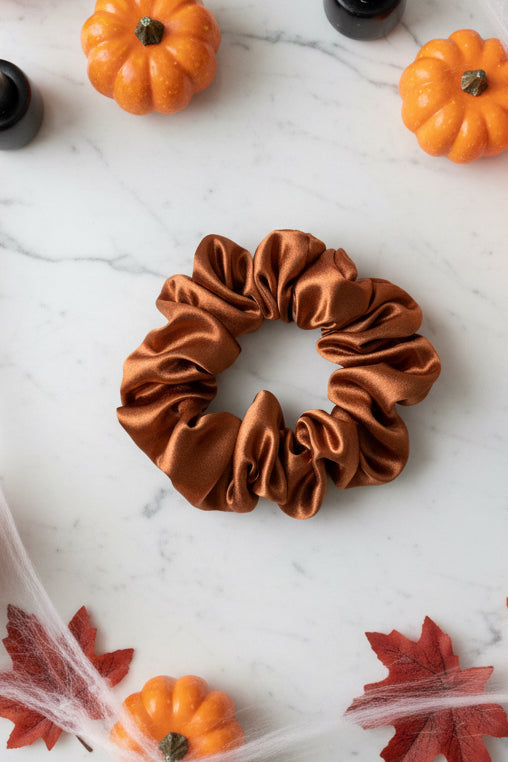 Burnt Orange Satin Hair Scrunchie