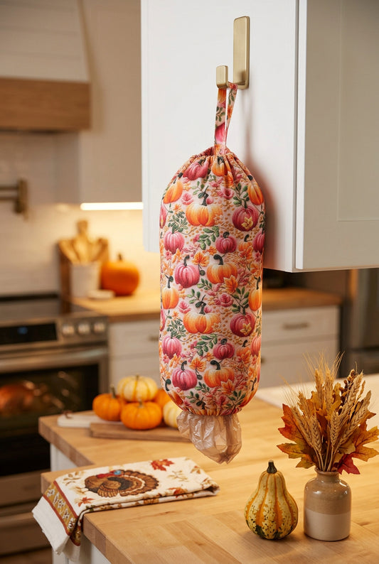 Embroidered Pumpkins Grocery Bag Holder
