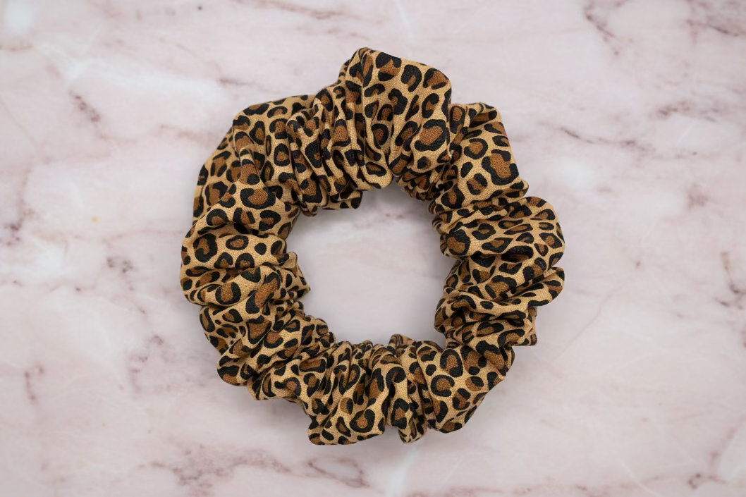 Cheetah Print Cotton Hair Scrunchie