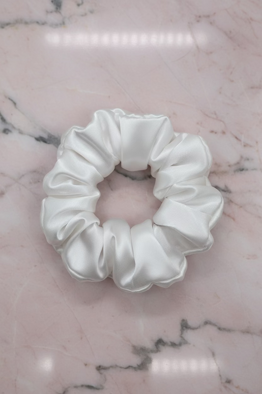 White Satin Hair Scrunchie