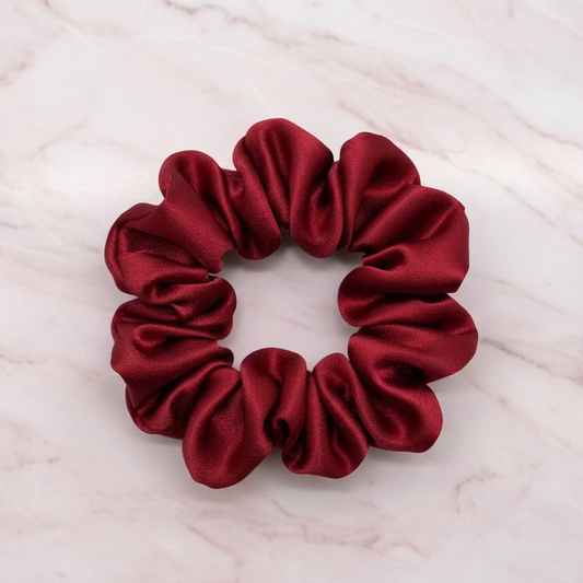 Crimson Red Satin Hair Scrunchie