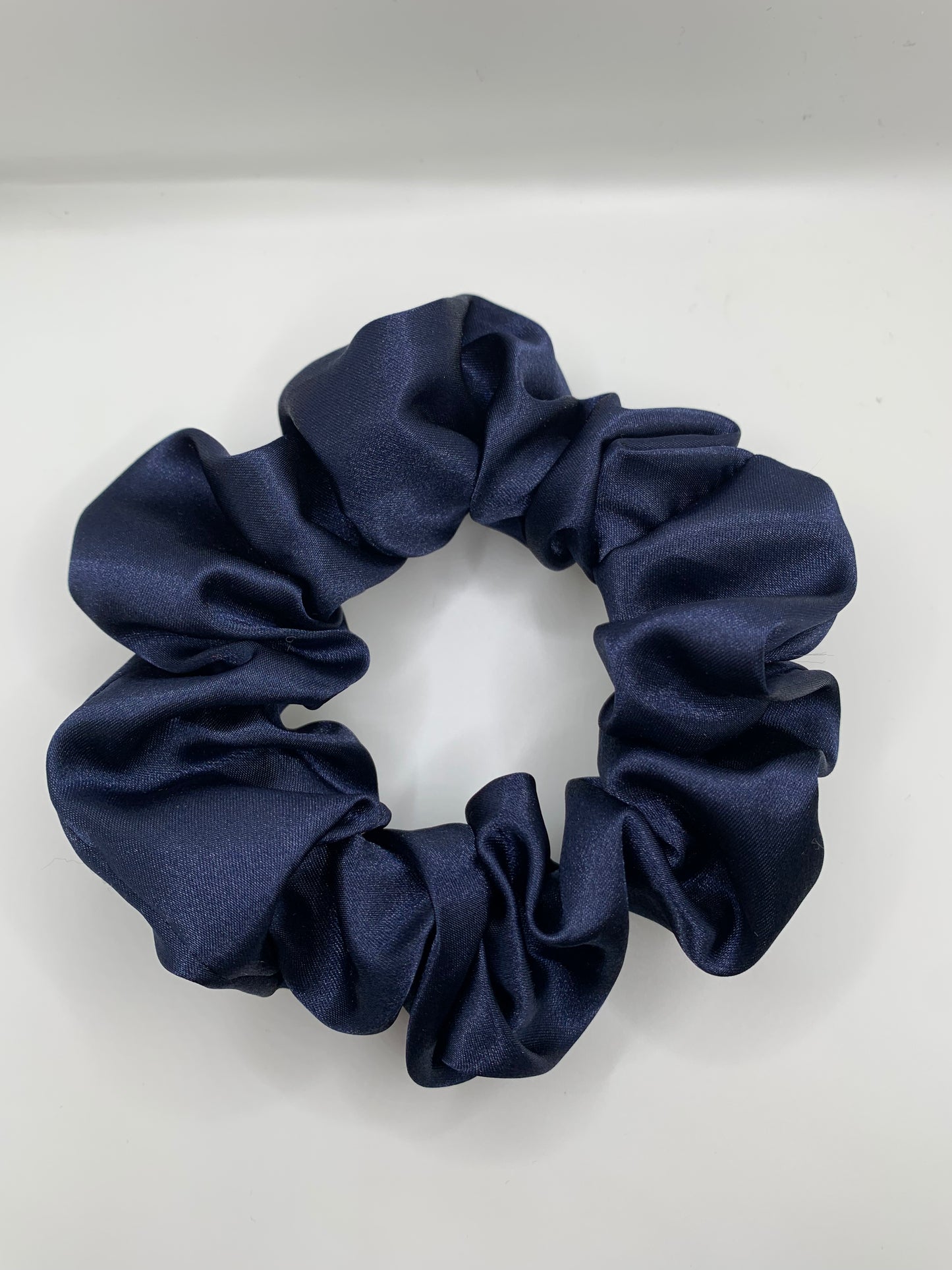 Navy Blue Satin Hair Scrunchie