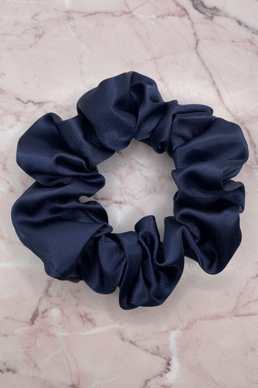 Navy Blue Satin Hair Scrunchie