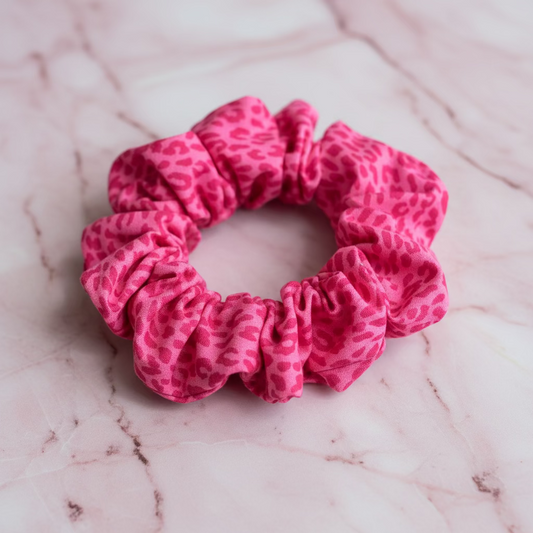 Fuchsia Cheetah Print Cotton Hair Scrunchie