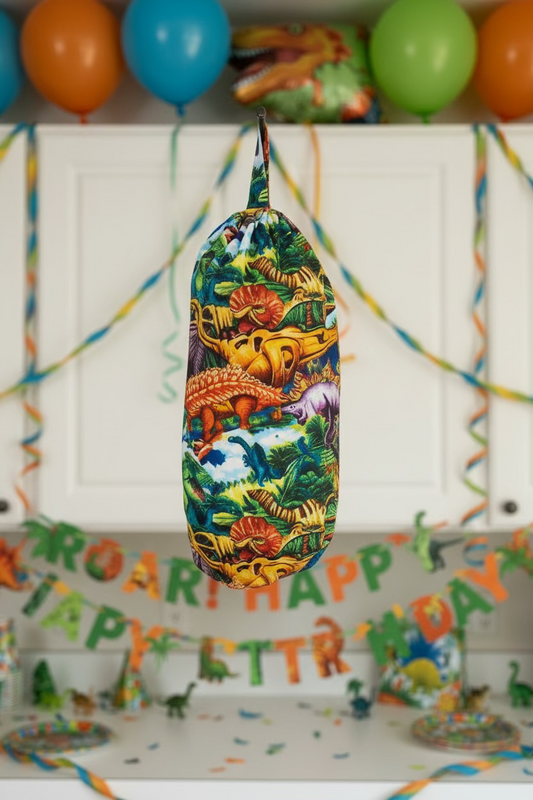 Dinosaur Print Cotton Reusable Grocery Bag Holder