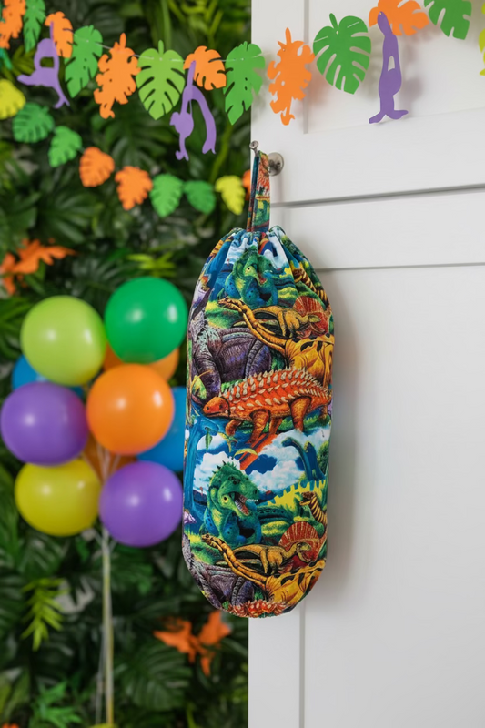 Dinosaur Print Cotton Reusable Grocery Bag Holder