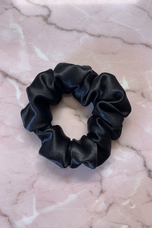 Black Satin Hair Scrunchie