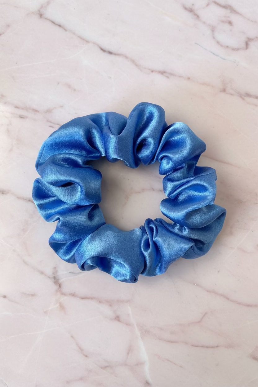 Light Blue Satin Hair Scrunchie
