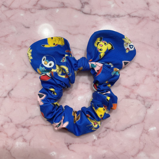 Catch ‘Em All Blue Bunny Ear Kids Hair Scrunchie