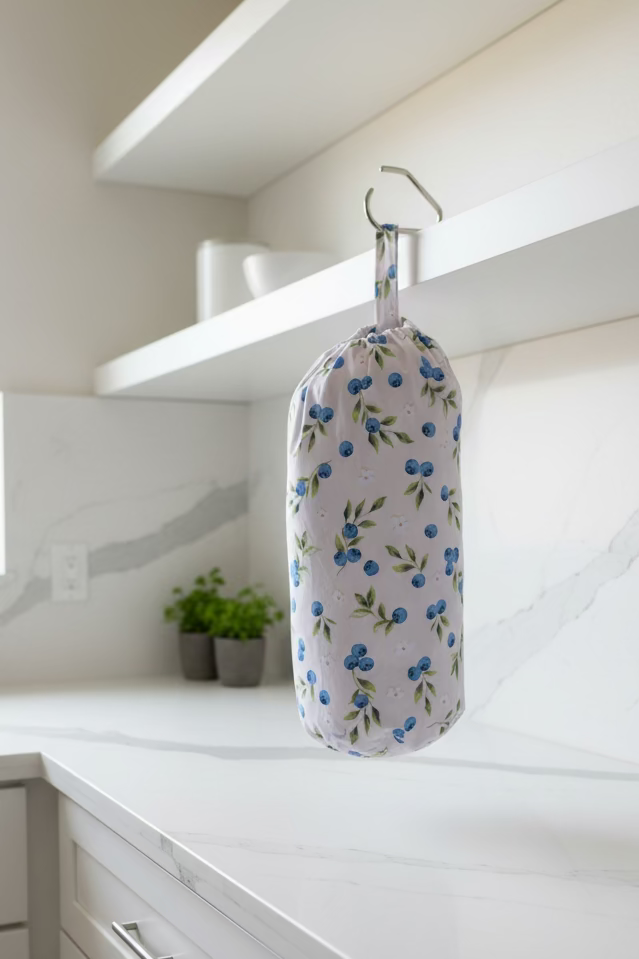 Blueberry Minimal Fabric Grocery Bag Holder