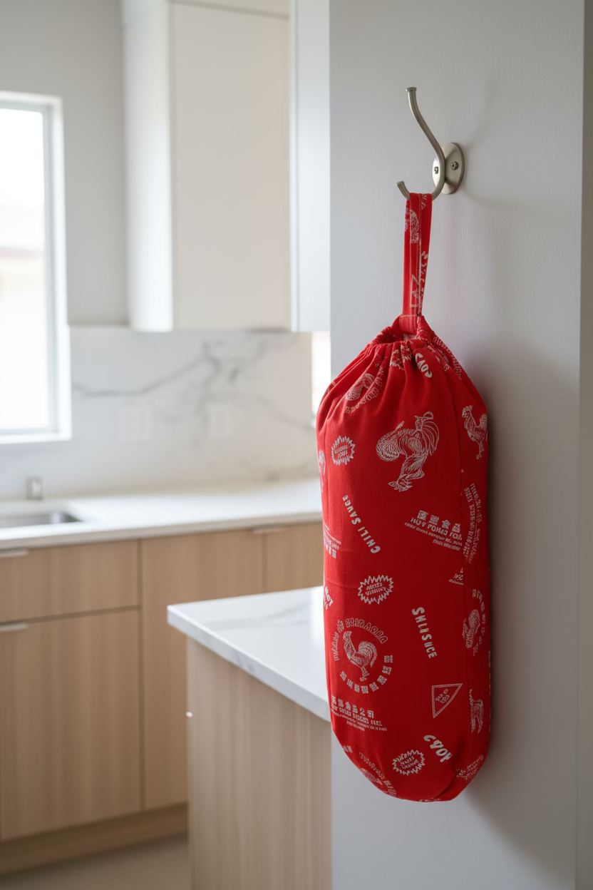 Hot Sauce Red Fabric Grocery Bag Holder
