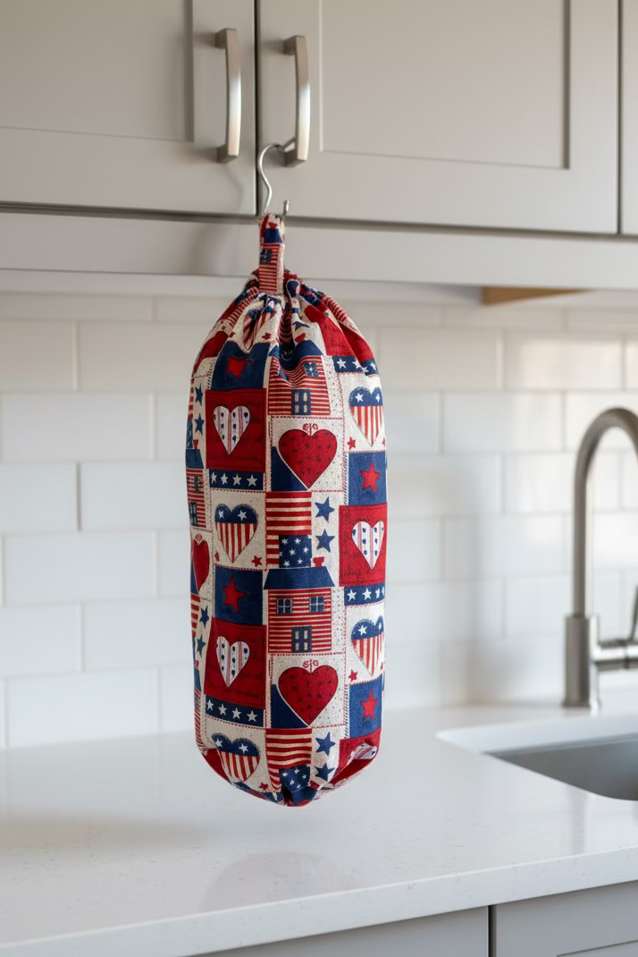 Patriotic Stitched Grocery Bag Holder