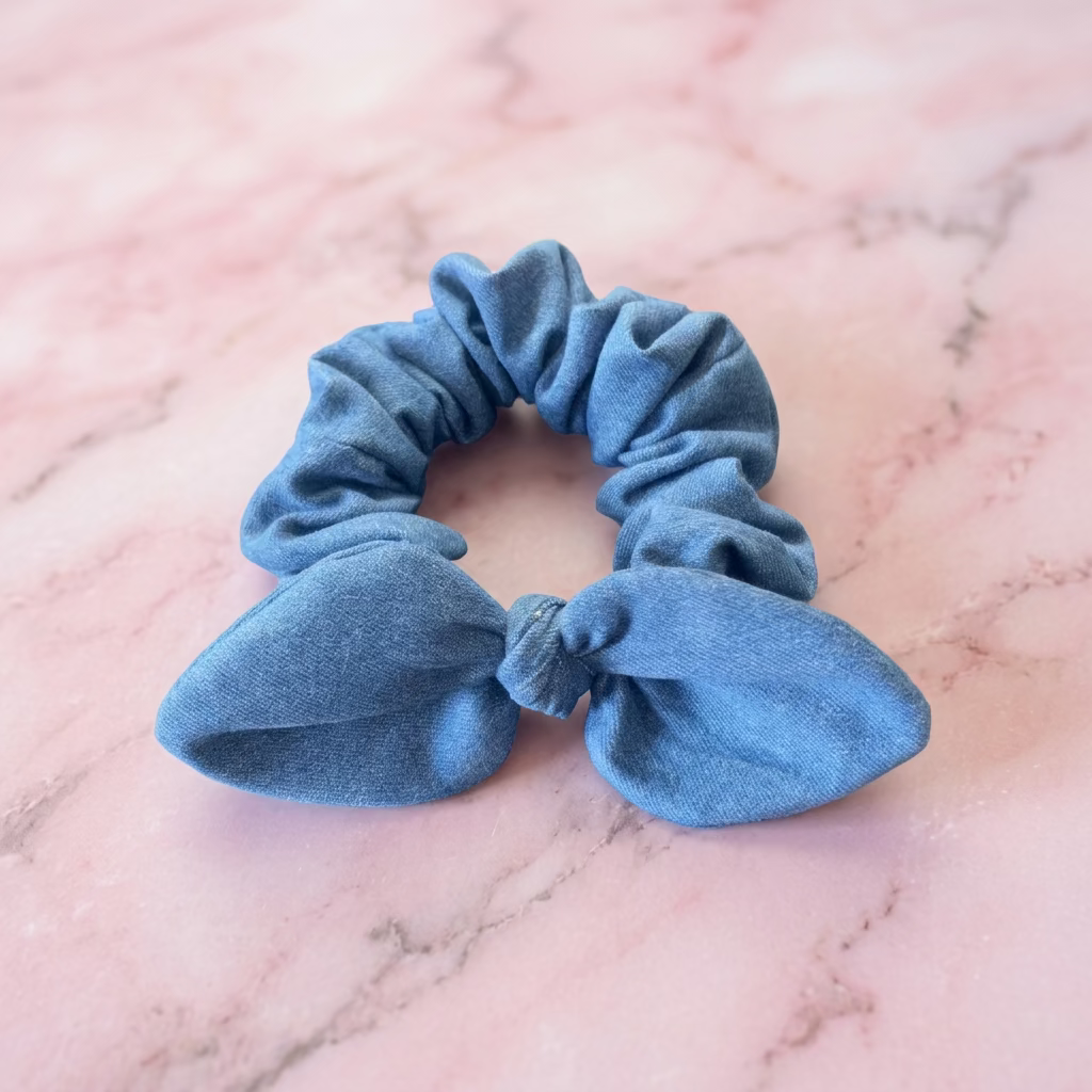 Denim Bunny Ear Regular Hair Scrunchie