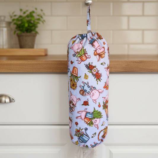 Garden Pig Cotton Reusable Grocery Bag Holder
